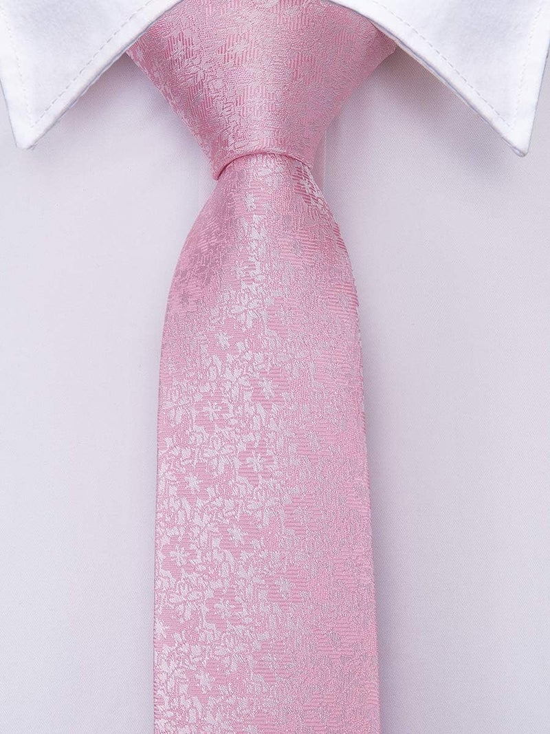 Dubulle Pink Floral Ties for Boys Self Tie Silk Paisely Striped Kids Necktie Pocket Square Set for Age 8-11 Graduation School - Image 5